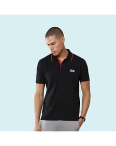Greys&Blues Jacq Polo T-Shirt-Black with Red